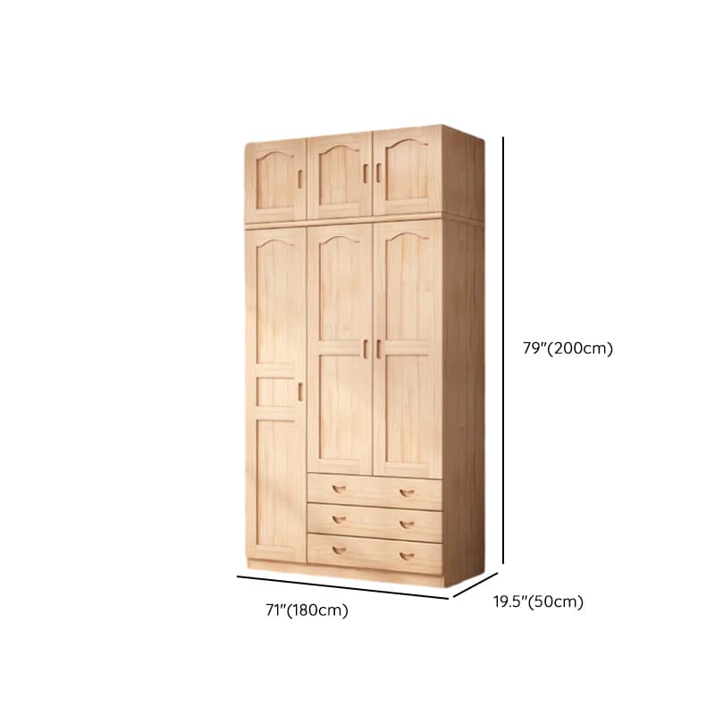 Modish Natural Color Reclaimed Wood Wardrobe Armoire with Soft Close Drawer, Soft Close Door - image 13