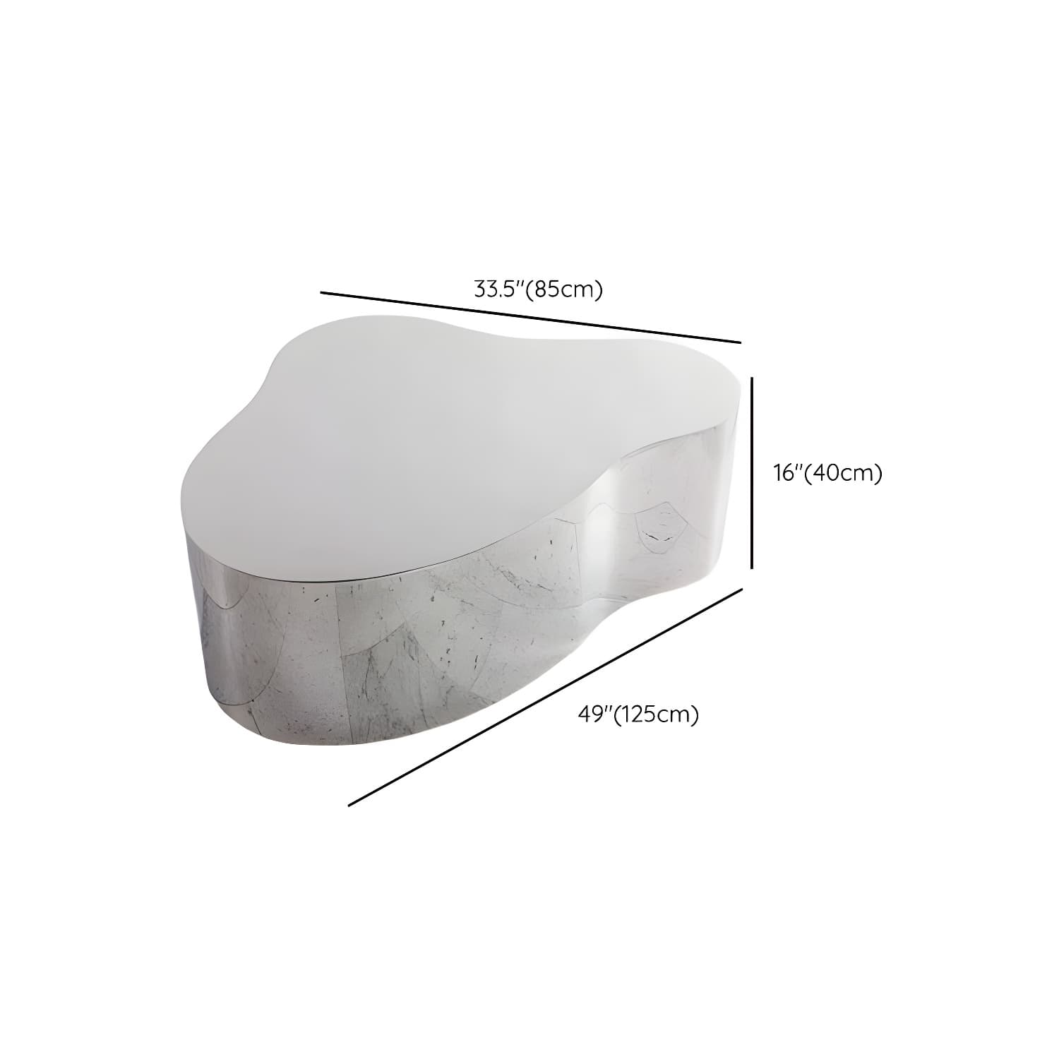 Silver Modern Coffee Table with Free Form Metal Top and Abstract Stainless Steel Base - image 17