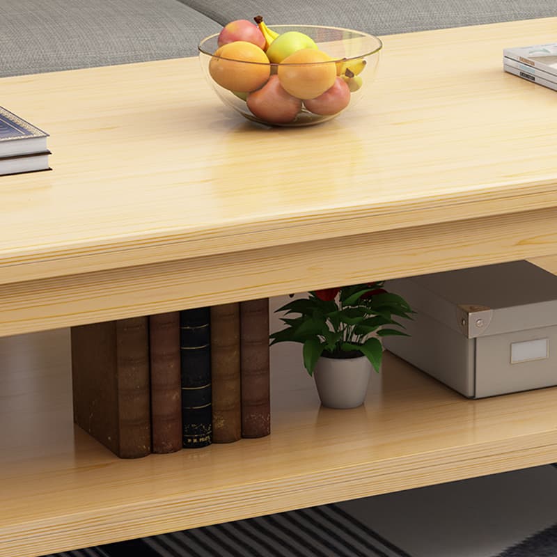 Wood Four Leg Storage Included Rectangular Standard Coffee Table No Drilling Required Modern Style - image 10