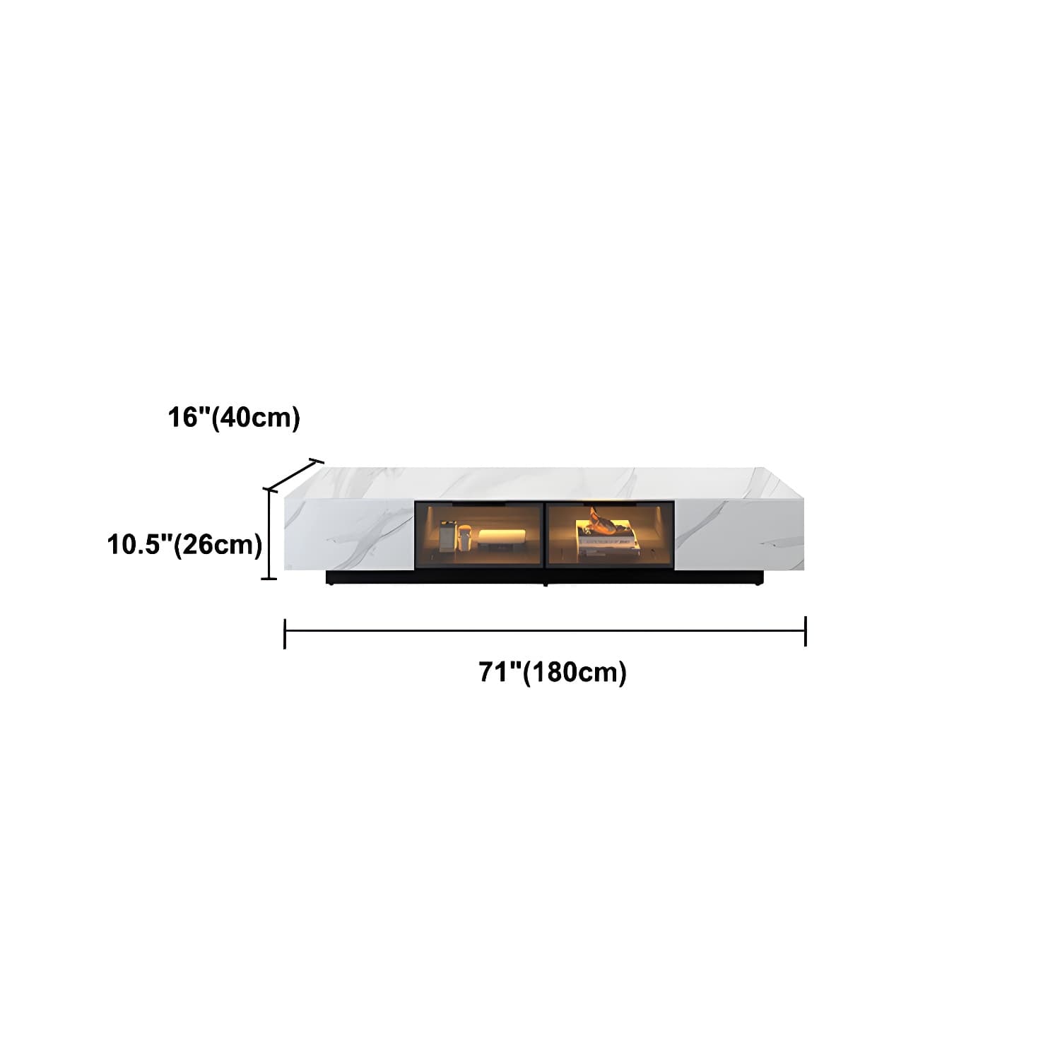 Modern Slate TV Stand White Closed Storage TV Console with Sensor Light - image 9