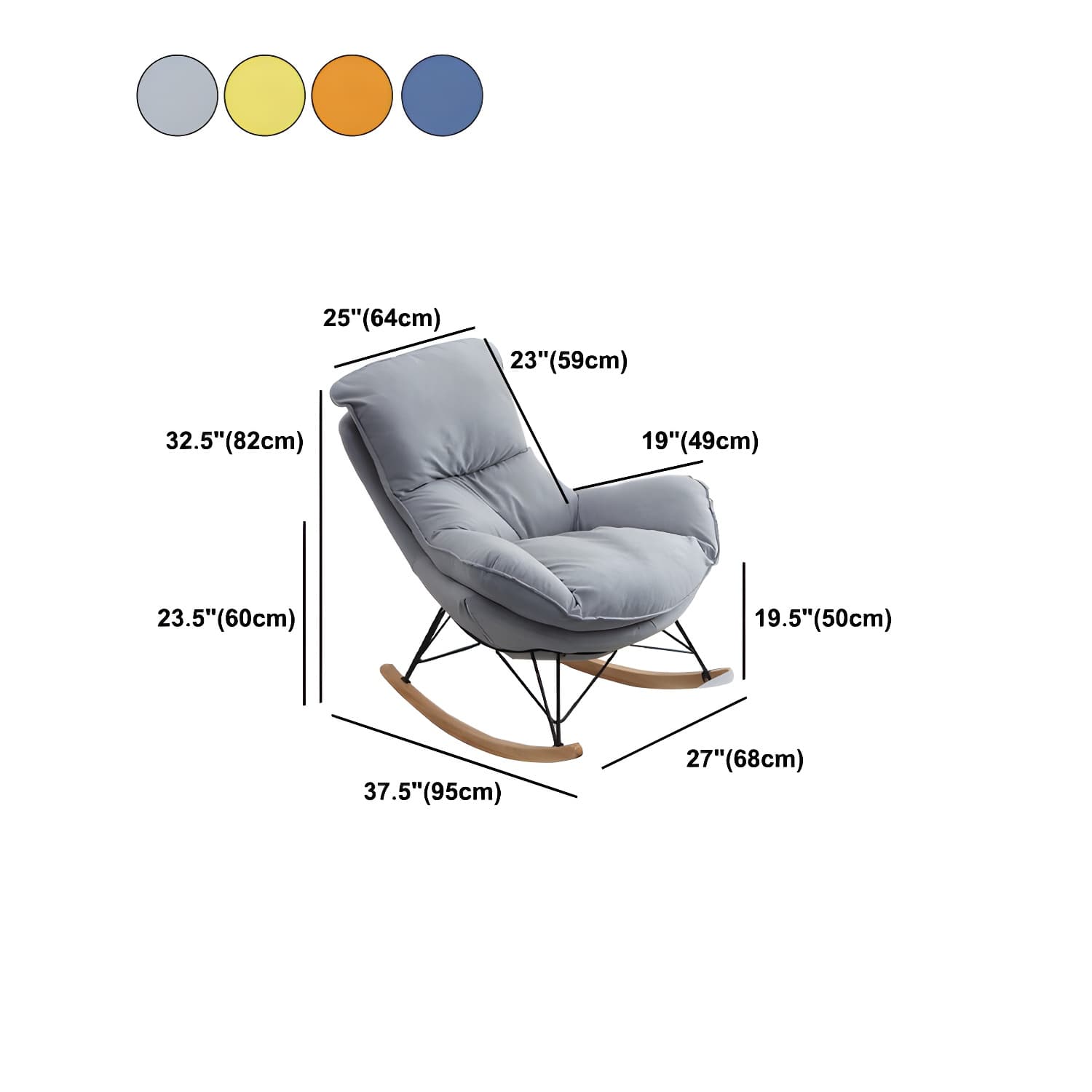 Contemporary Rocking Chair Cotton Upholstered Tufted Wing Chair Back Baby Rocking Chair - image 17