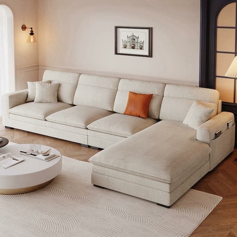 Contemporary Square Arm Sectional Sofa with Pillows and Storage - image 3