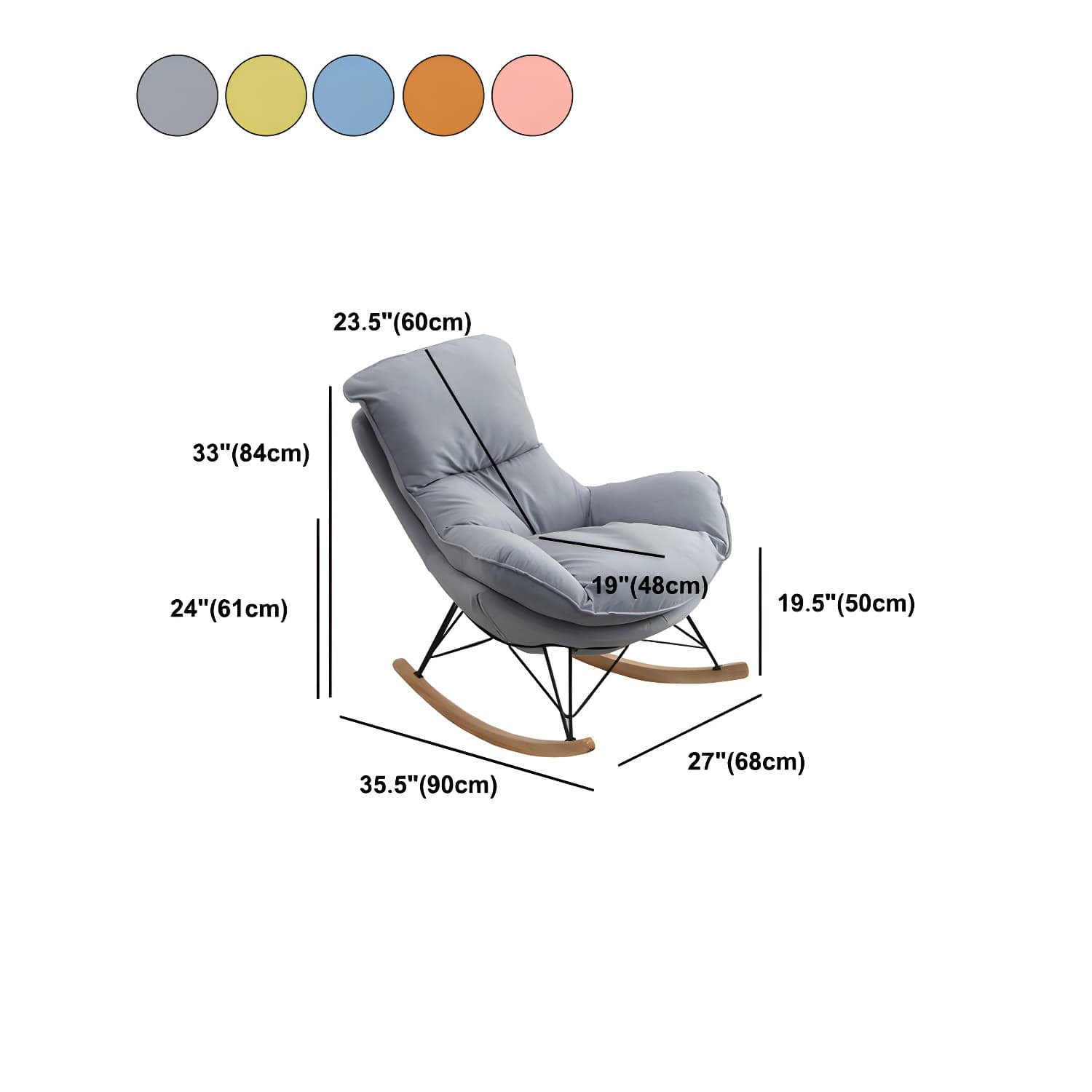 Upholstered Rocker Chair Living Room Rocking Chair with Padded Seat - image 21