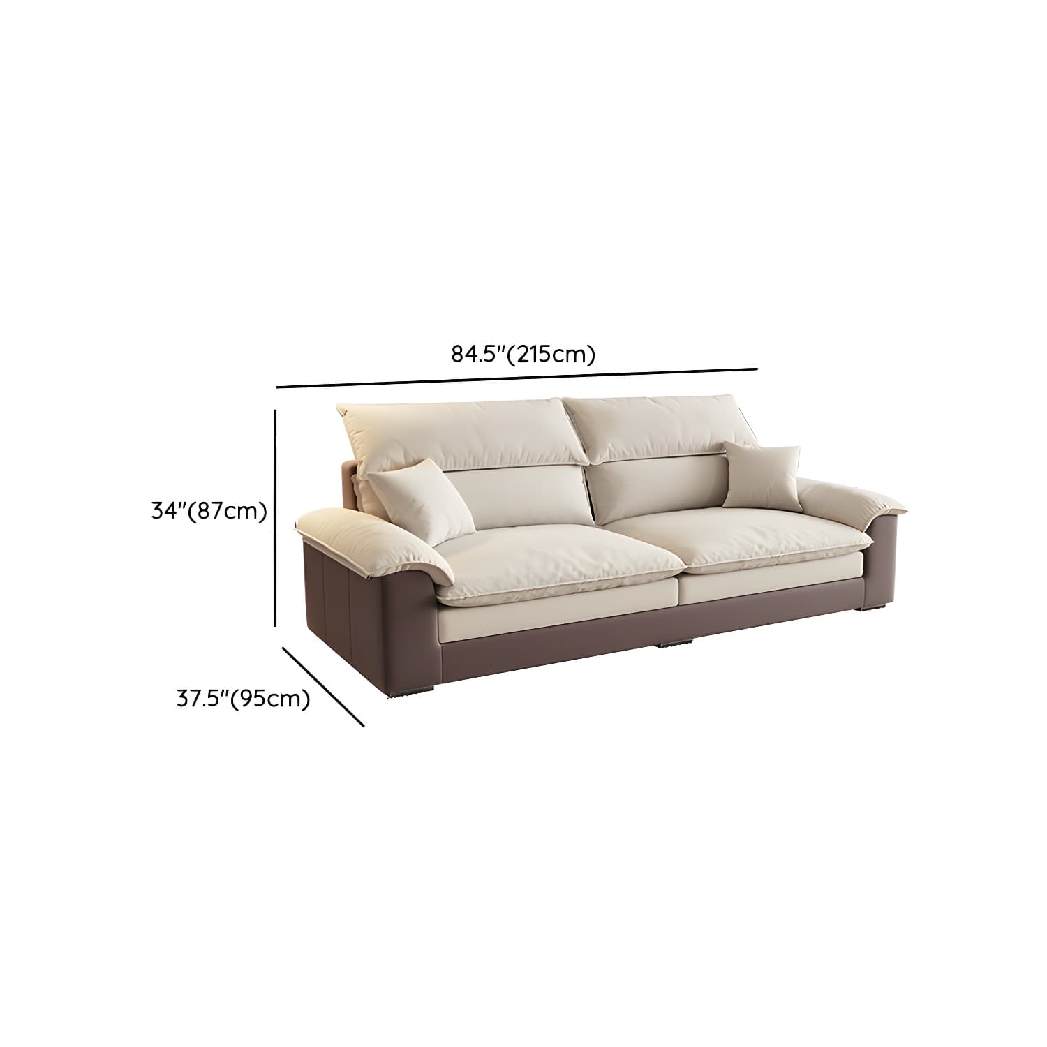 Beige ModernWood Sectional with Pillow Top Arm and Cushion Back - image 10