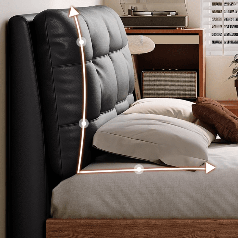 Solid Color Platform Bed with Natural Wood Frame and Button-tufted Design for Living Room - image 9