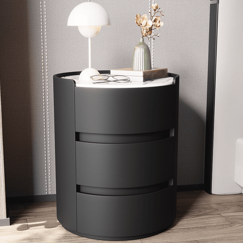 Minimalist 3-Tier Stone Countertop Drawer Storage Nightstand