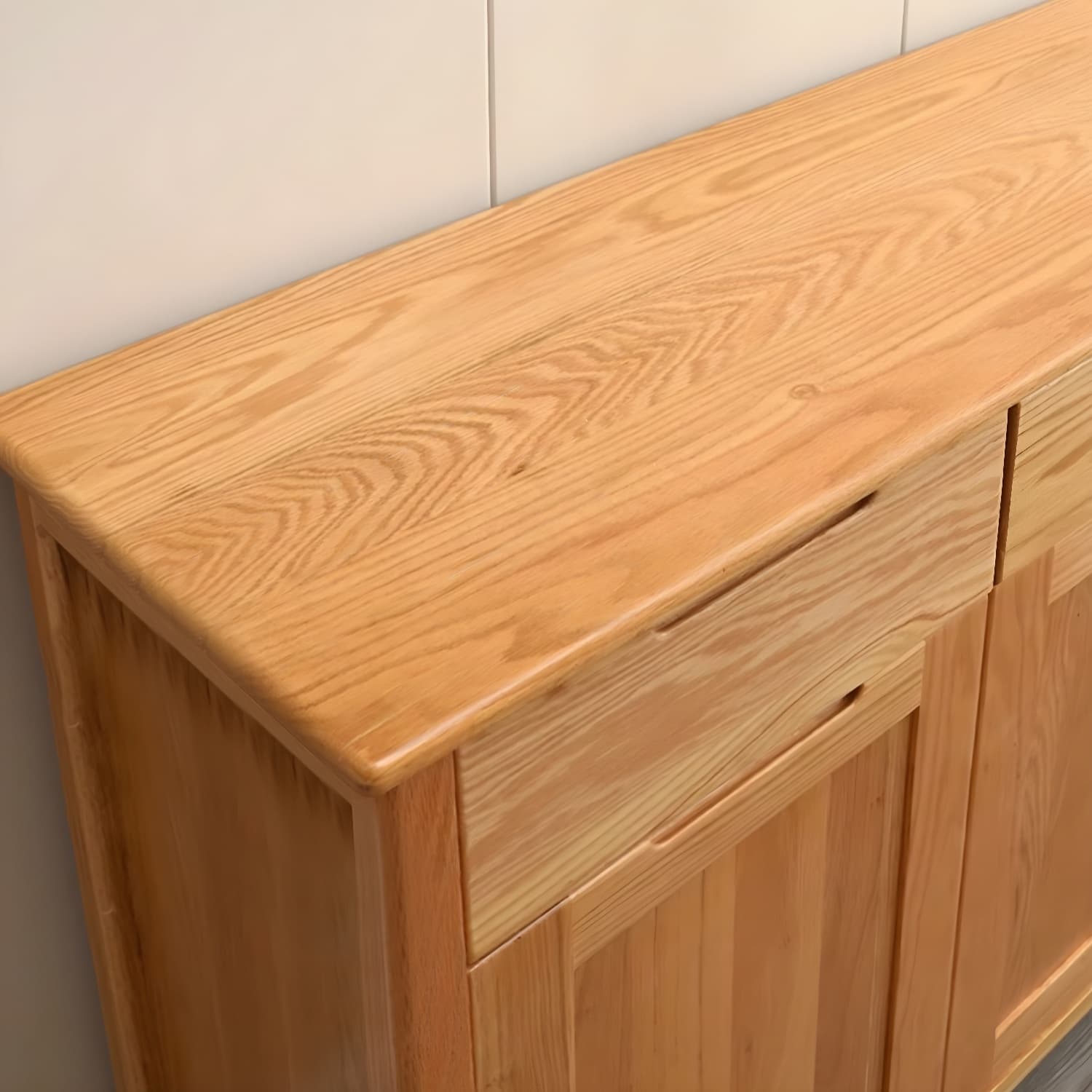 Scandinavian Oak Sideboard Credenza with Cabinets and Drawers - image 5