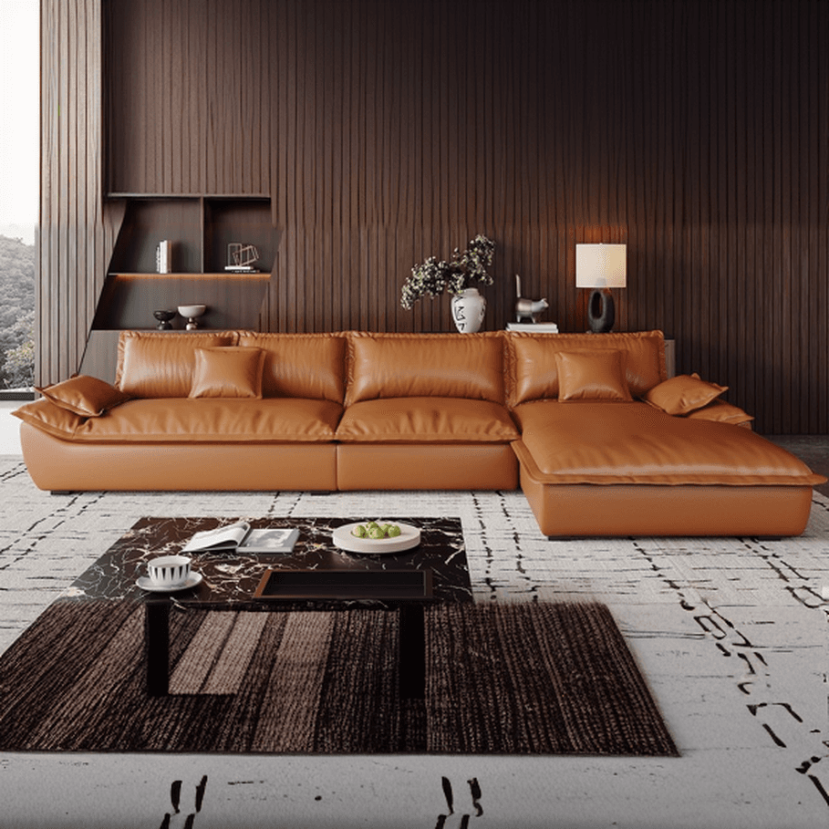 L-Shape Sofa Chaise with Dark/Cream/Cocoa Upholstery and Cotton Seat Fill - image 6