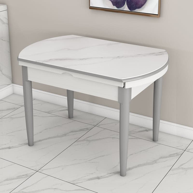 Minimalist Slate Dining Table Set with 4 Legs, Enclosed Back, Padded Chair, and Dove Grey/White Table Top - image 3