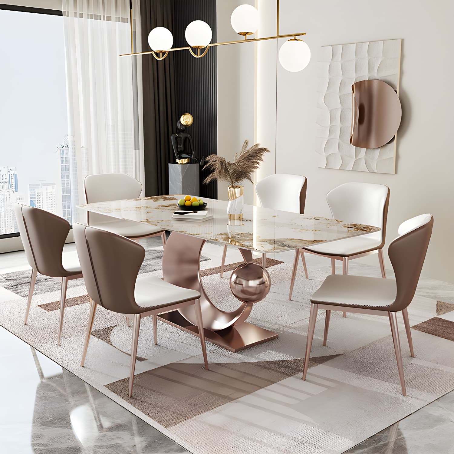 Modern Style Sintered Stone Dining Table Set 1/4/5/7/9 Pieces Dining Set for Home Use - image 3