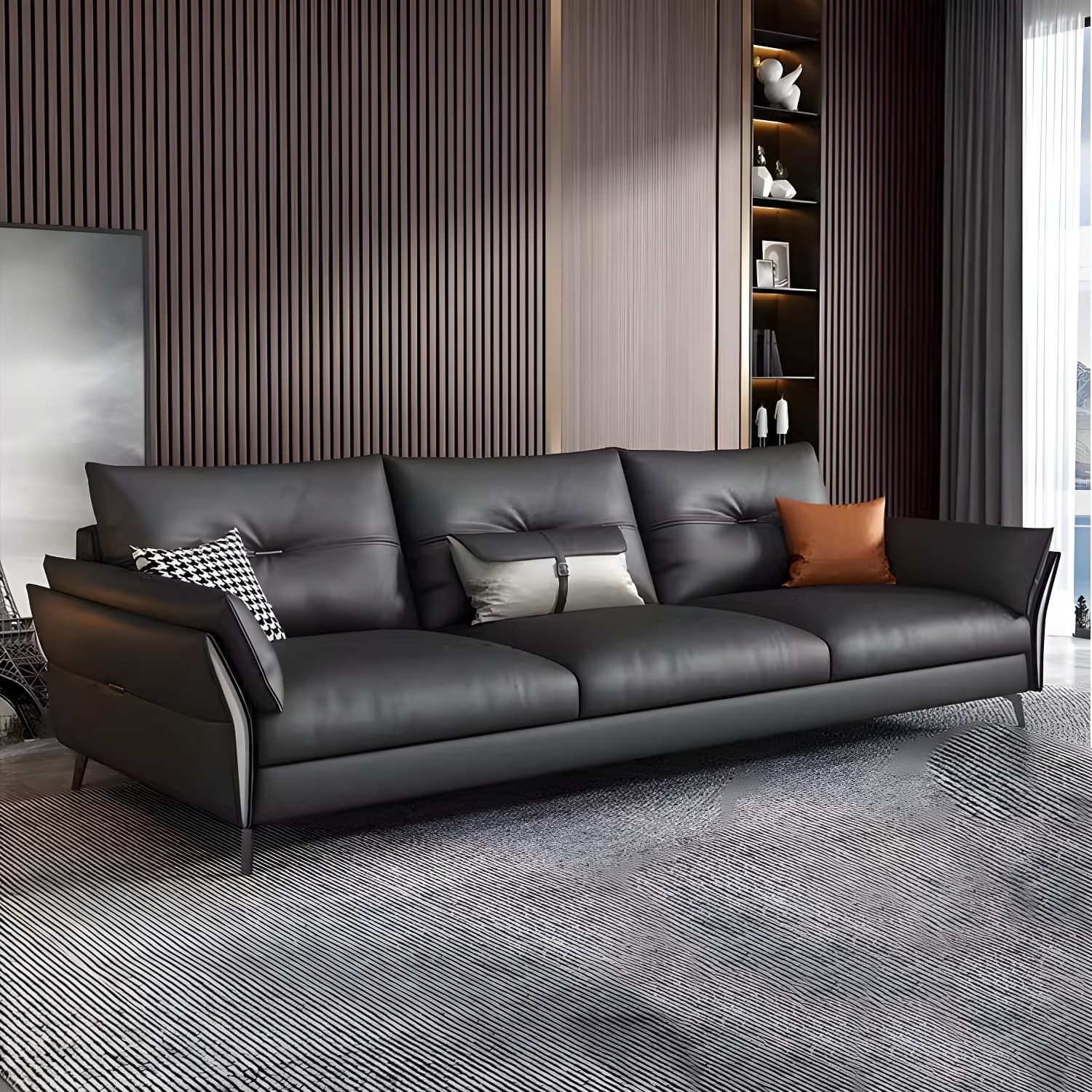 Modern Gray Tufted Sectional Sofa with Flared Arms and Wood Frame - image 9