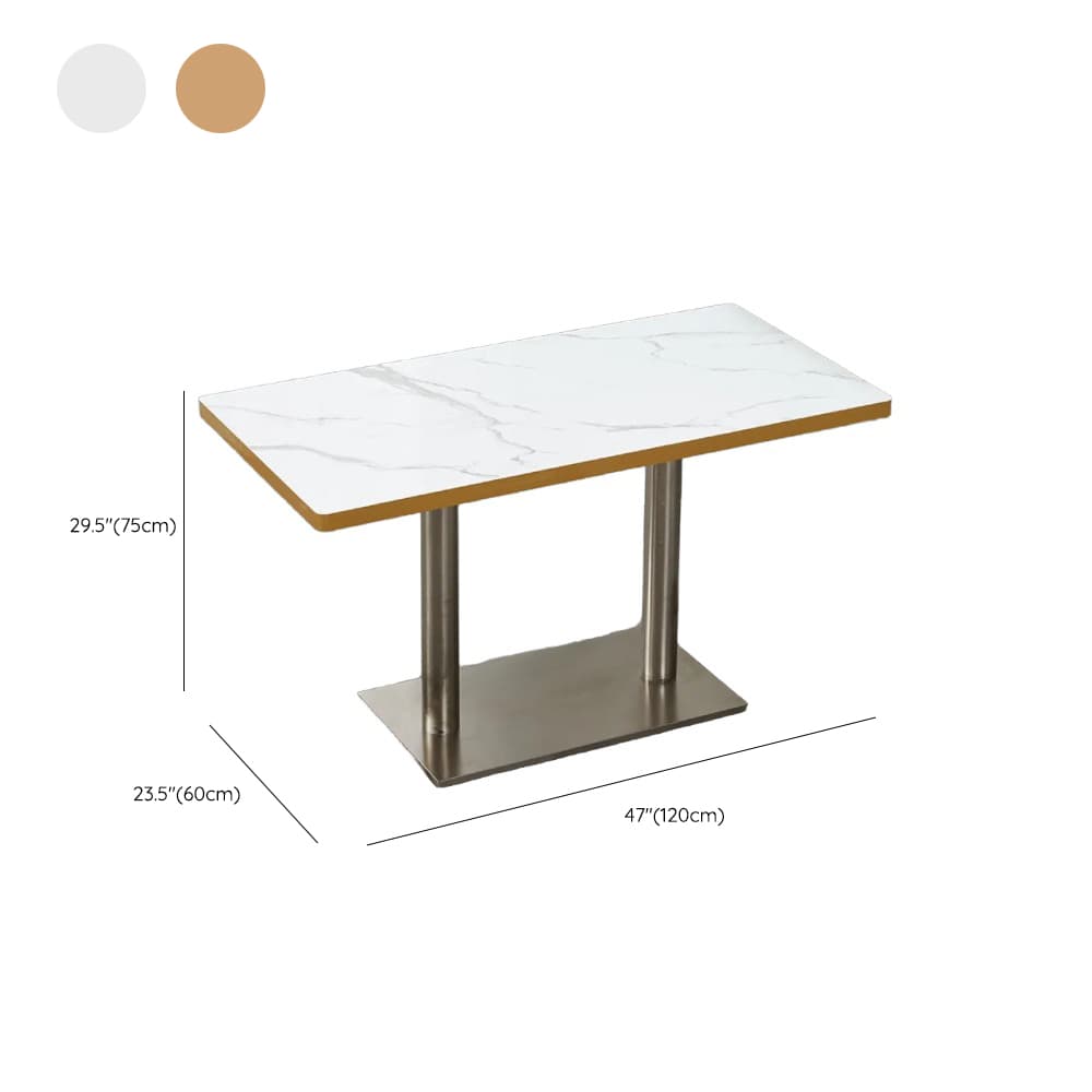 Art Deco Rectangular Dining Table with Lumber Top, Fixed Table Mechanism in Ink/White/Sepia - image 17