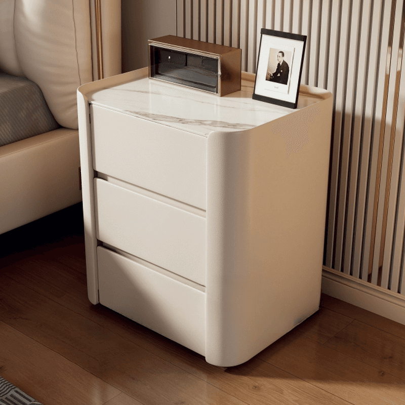 Organic Modern Stone Countertop Bedside Cabinet Nightstand with 3 Drawers - image 9