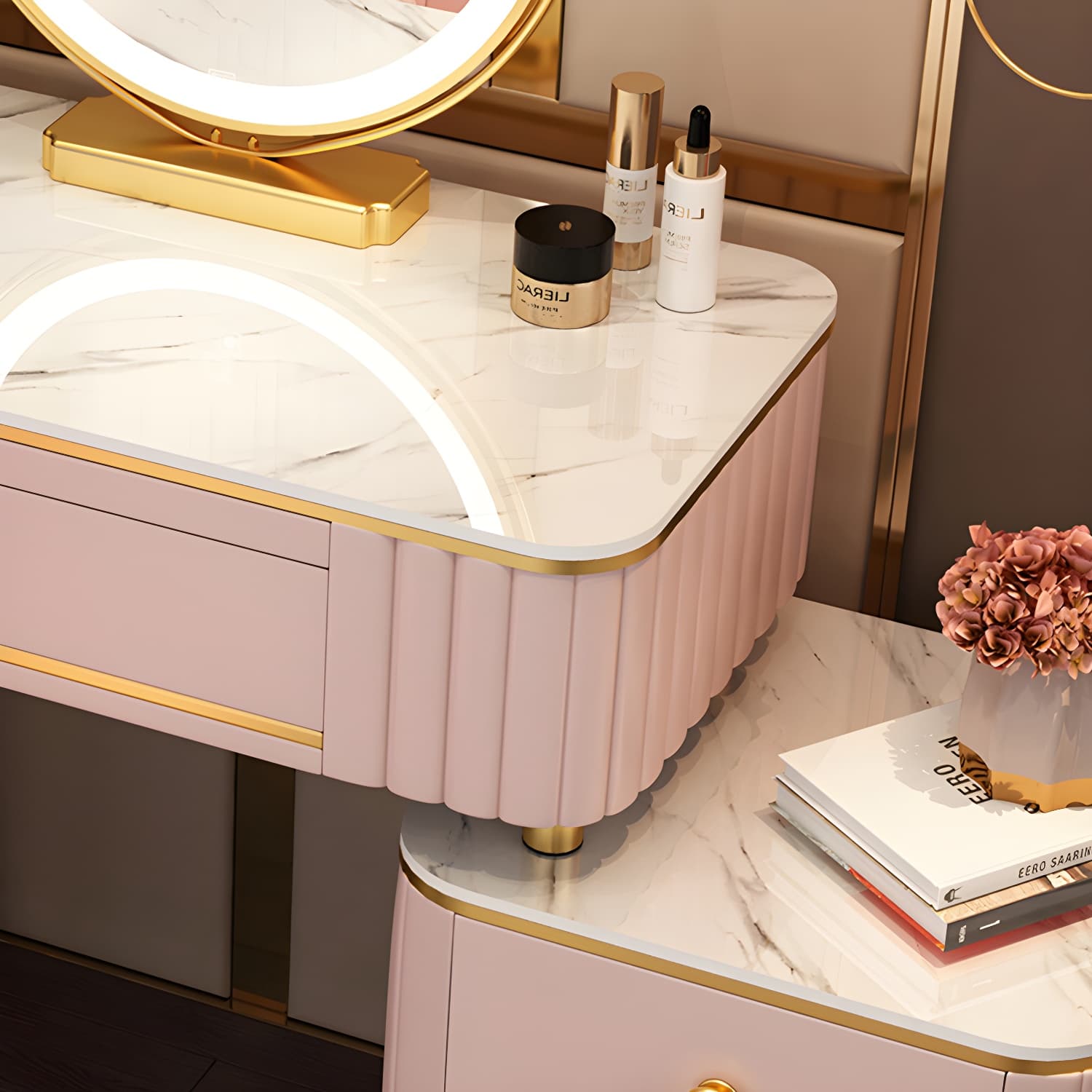 Contemporary Make-up Vanity with White Wooden Top for Bedroom - image 11