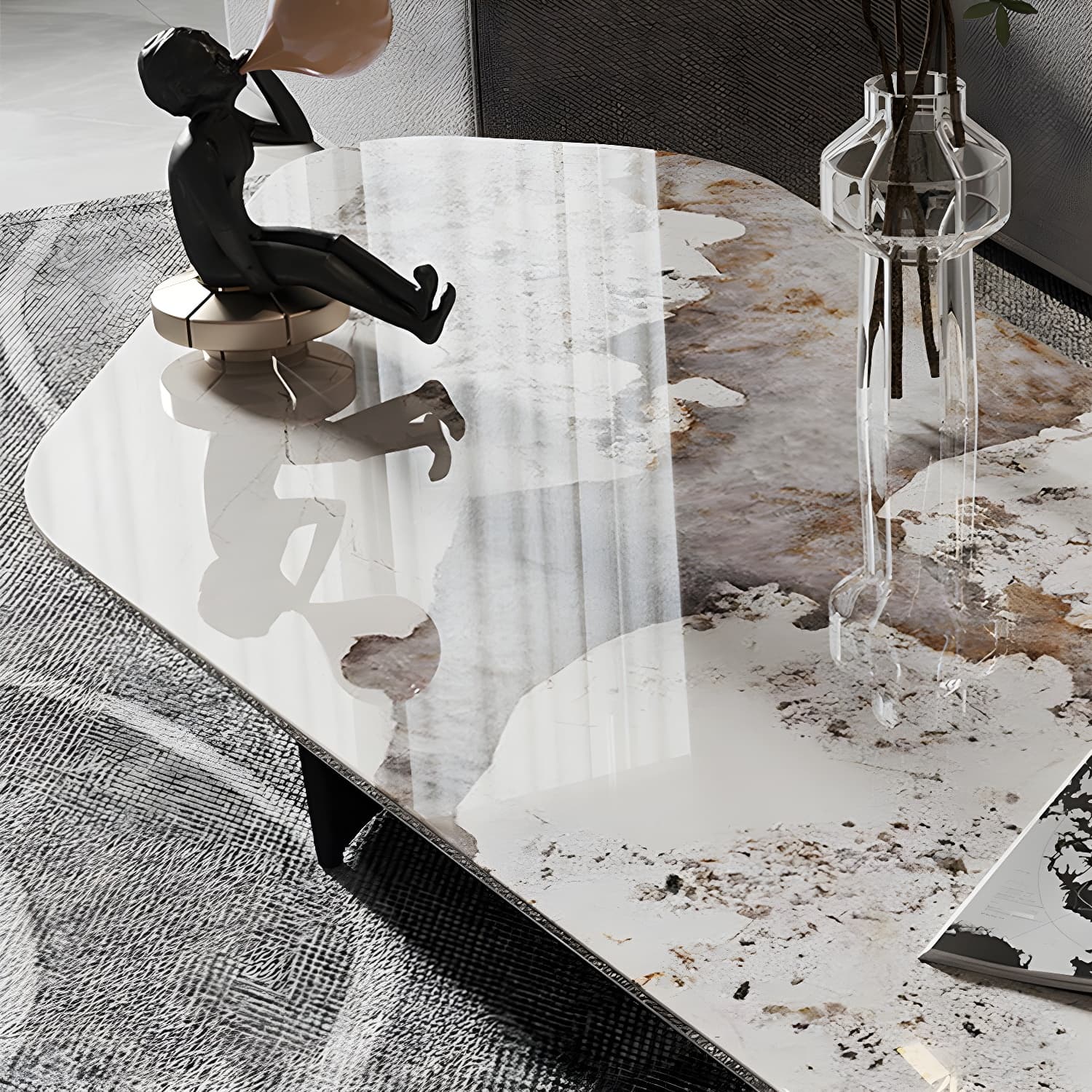 Glam Irregular Slate Top Cocktail Table Sled 15.7" H Coffee Table - image 10