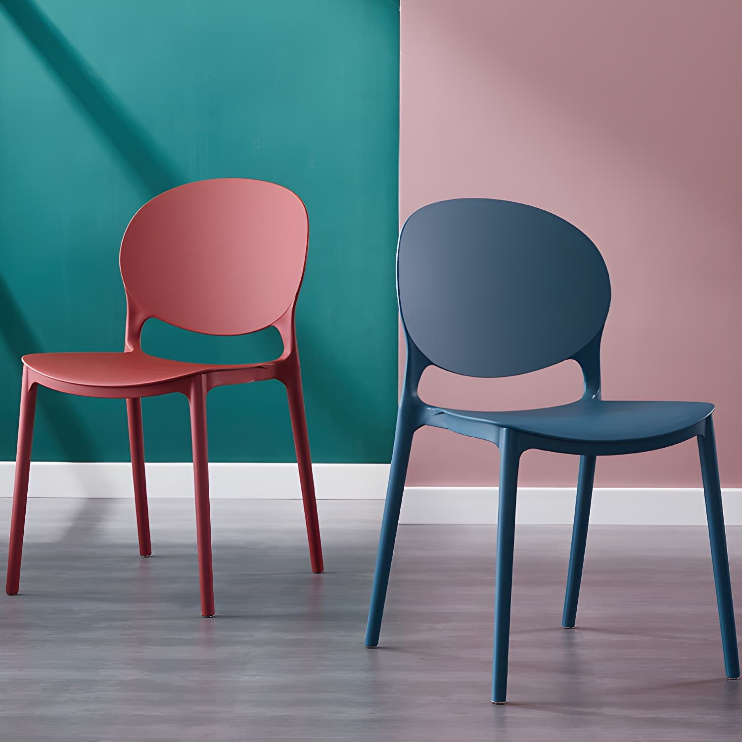Scandinavian Armless Dining Chairs Stackable Plastic Open Back Side Chair - image 28