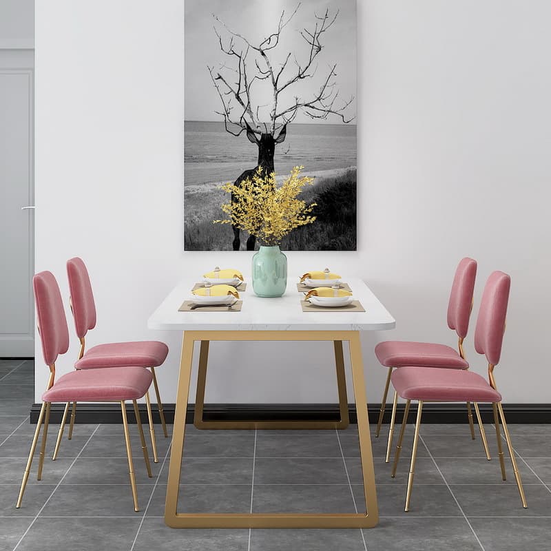 Upholstered Firm Armless Chair with Aureate Legs and Foot Pads for Dinette - image 6