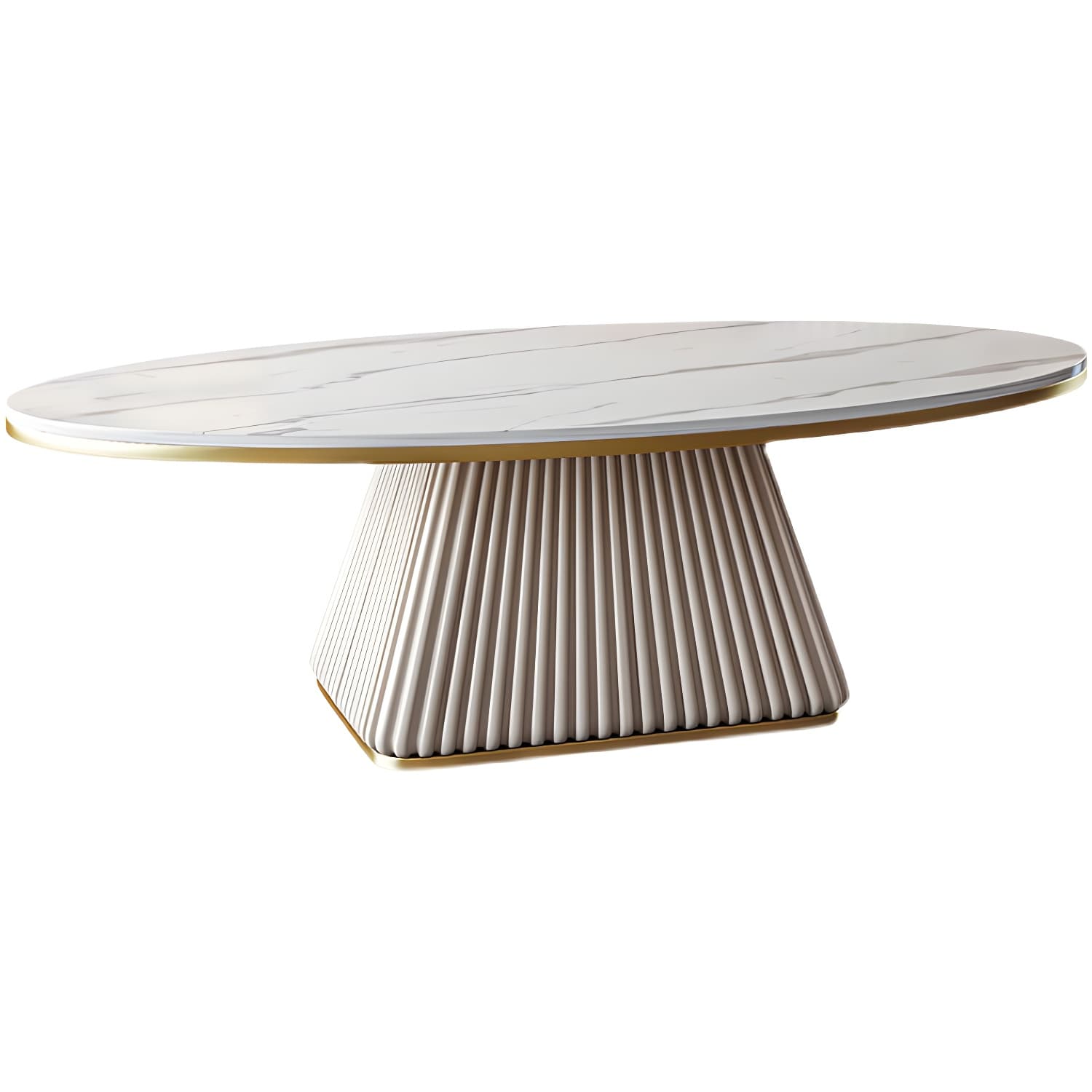 Glam Single Coffee Table Oval Pedestal Coffee Cocktail Table - image 8