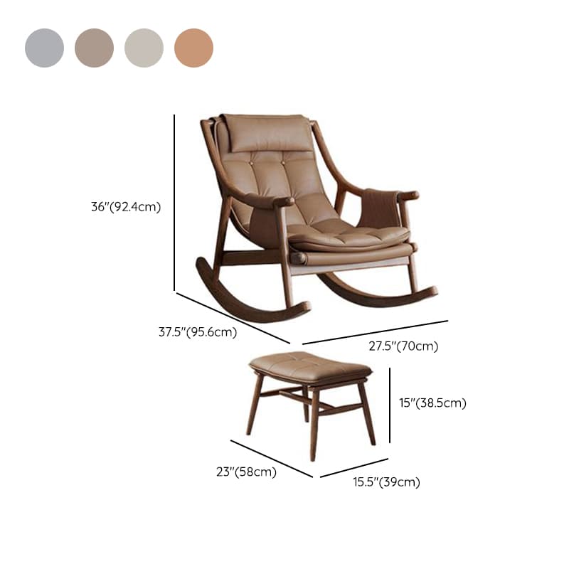 Simple Upholstered Rocking Chair with Ottoman, Scratch-tolerant Padded Track Arm, 2 Piece Set - image 18