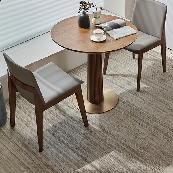 Traditional Brown Wood Dining Table with Wooden Top and Oak Pedestal Base - image 3
