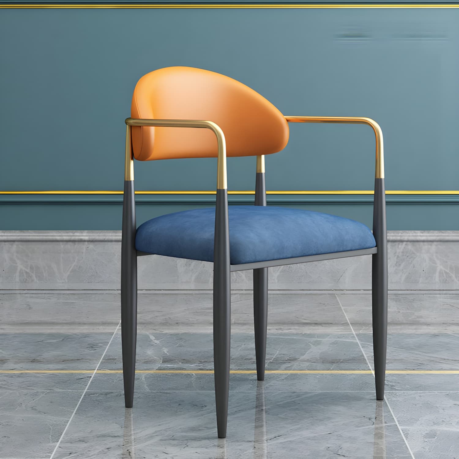 Modern Style Arm Chair Open Back Dining Chair with Metal Legs - image 18