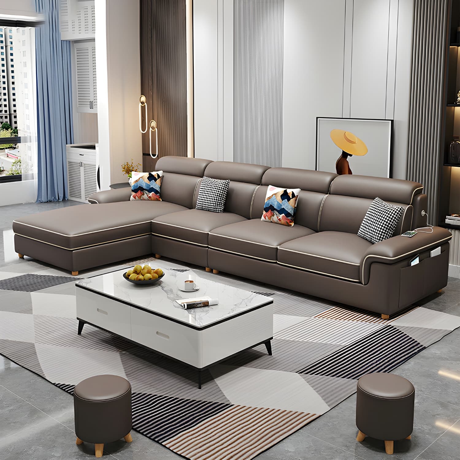 Modern Wood Frame L-Shape Sectional Sofa Chaise with Slipcover and Storage Included - image 14