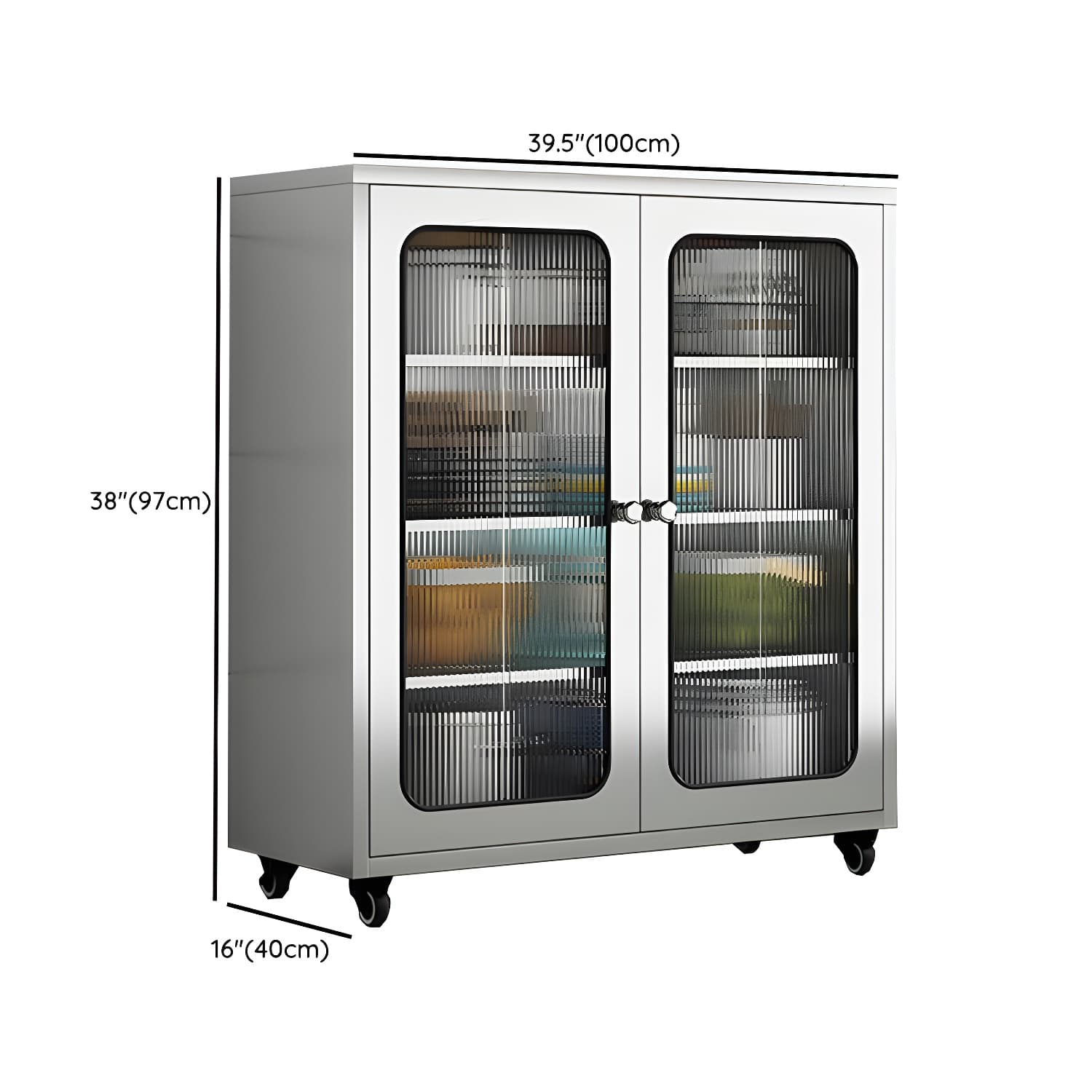 Chrome Stainless Steel Sideboard Cabinet with Cabinets, Adjustable Shelves, and Glass Doors - image 33