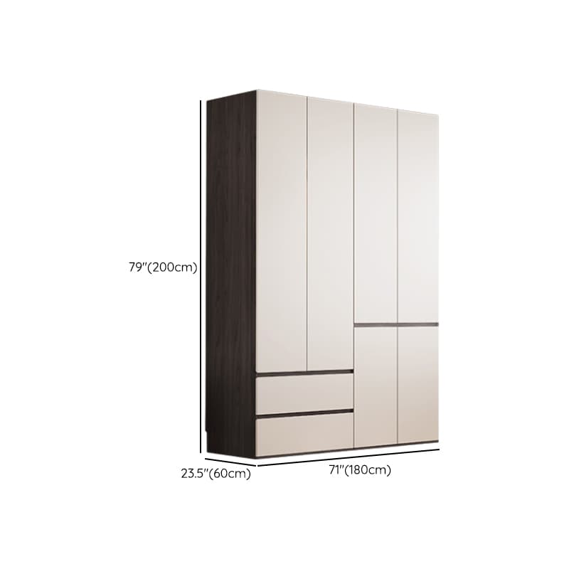 White Minimalist Manufactured Wood Independent Wardrobe Closet with Soft Close Drawer, Soft Close Door, and Interior Shelves - image 9