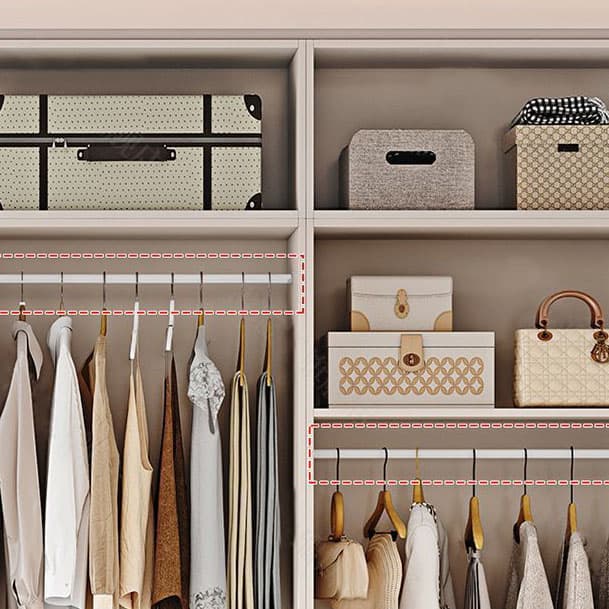 Simple Beige Engineered Wood Freestanding Armoire Cabinet with Soft Close Door, Clothing Rod & Interior Shelves - image 6