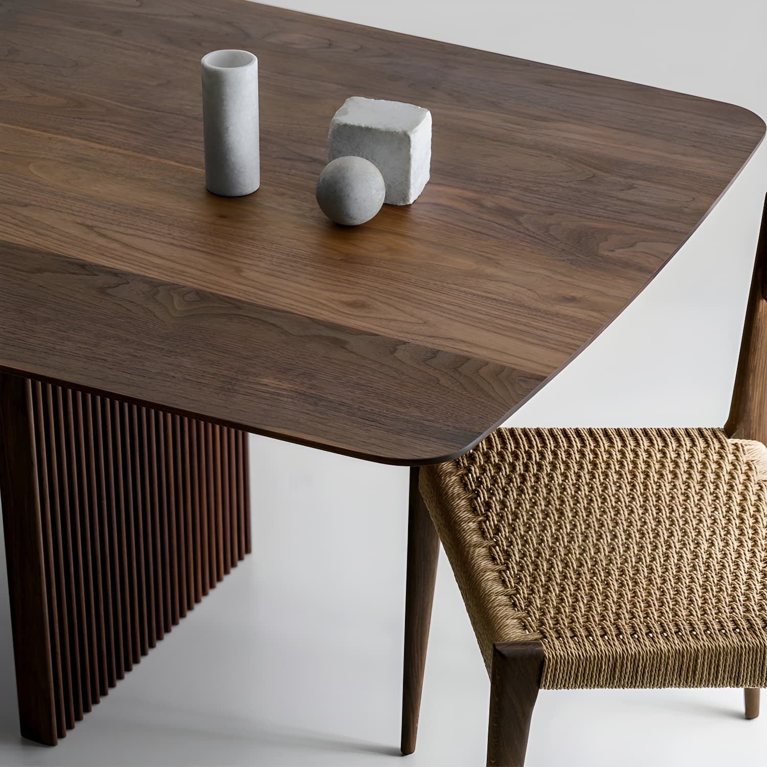 Matte Finish Dining Table with Double Pedestal Pine Wood Dinette Table for Kitchen - image 5