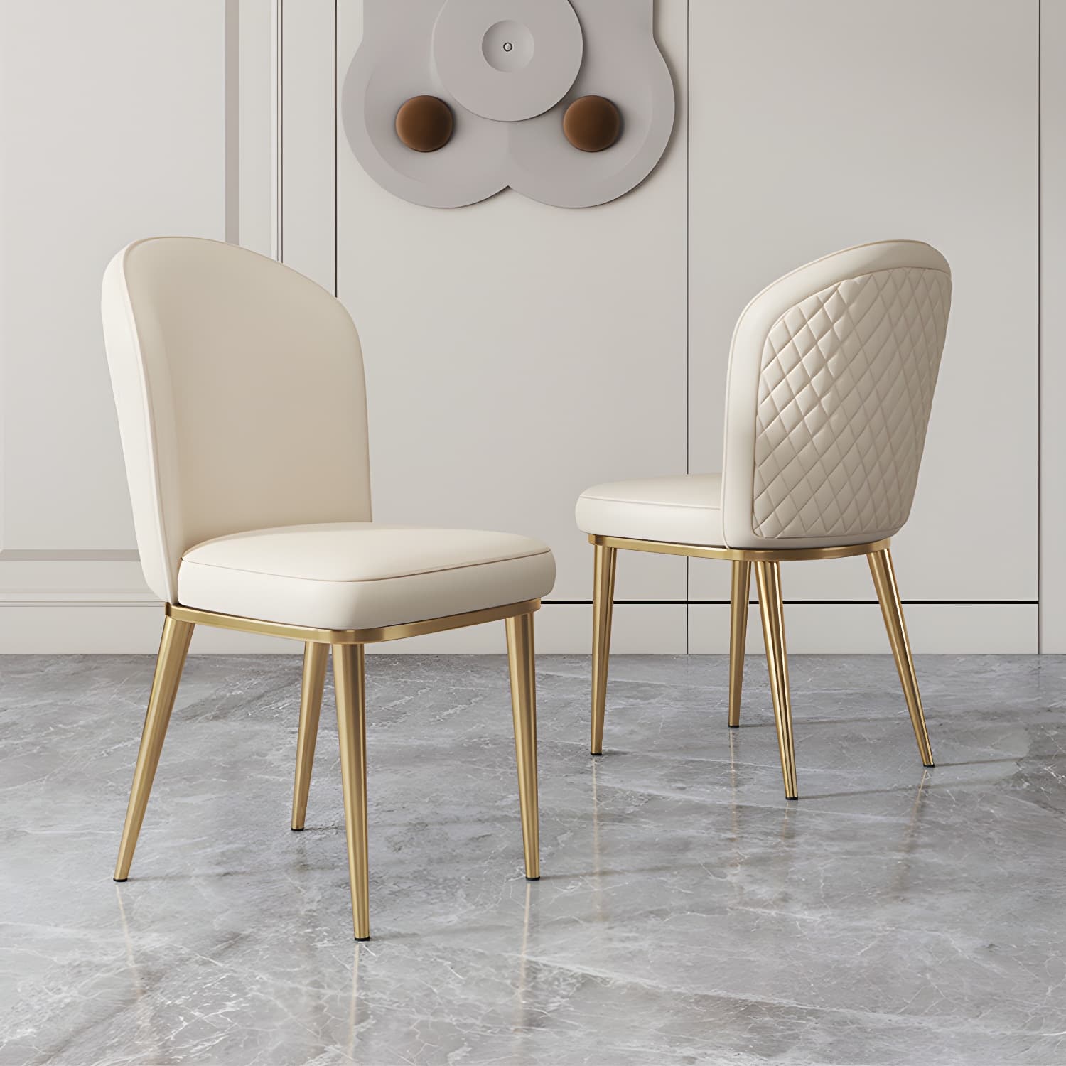 Glam Style Side Chair Leather Gold Frame Dining Chair for Home - image 16