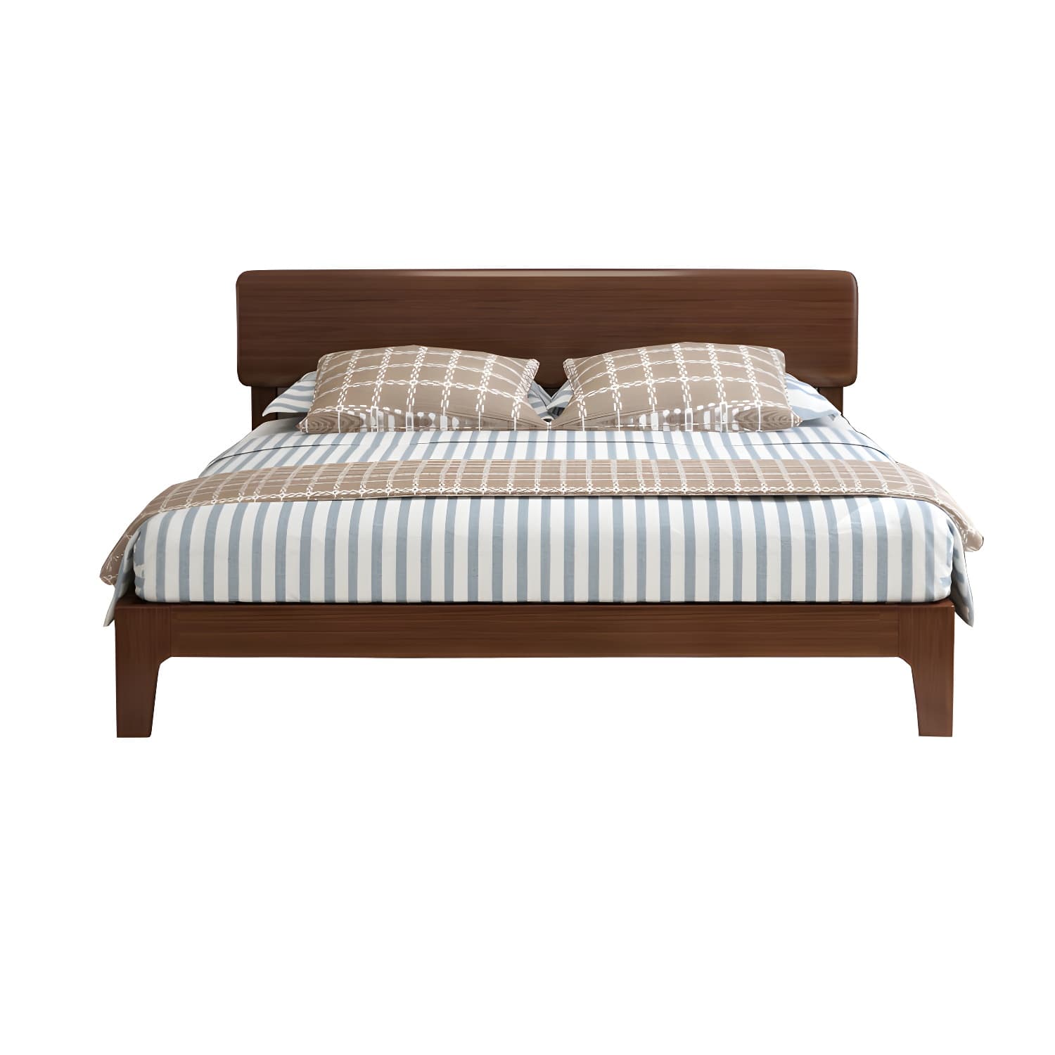 Traditional Solid Wood Panel Bed 34.65" H Low Profile Bed Frame Set in Brown - image 5