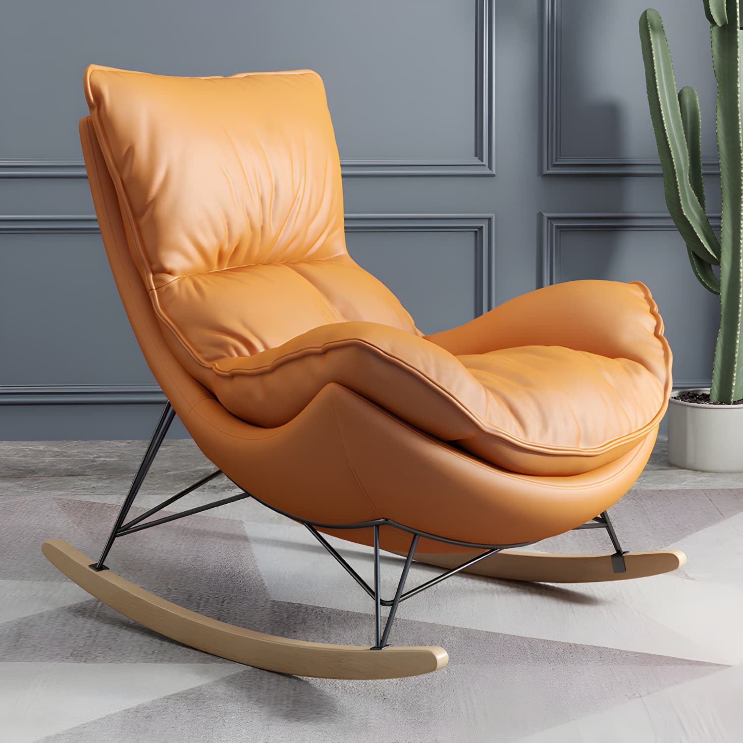 Ergonomic with Ottoman Rocker Chair with Padded Seat Rocking Chair Spindle - image 7