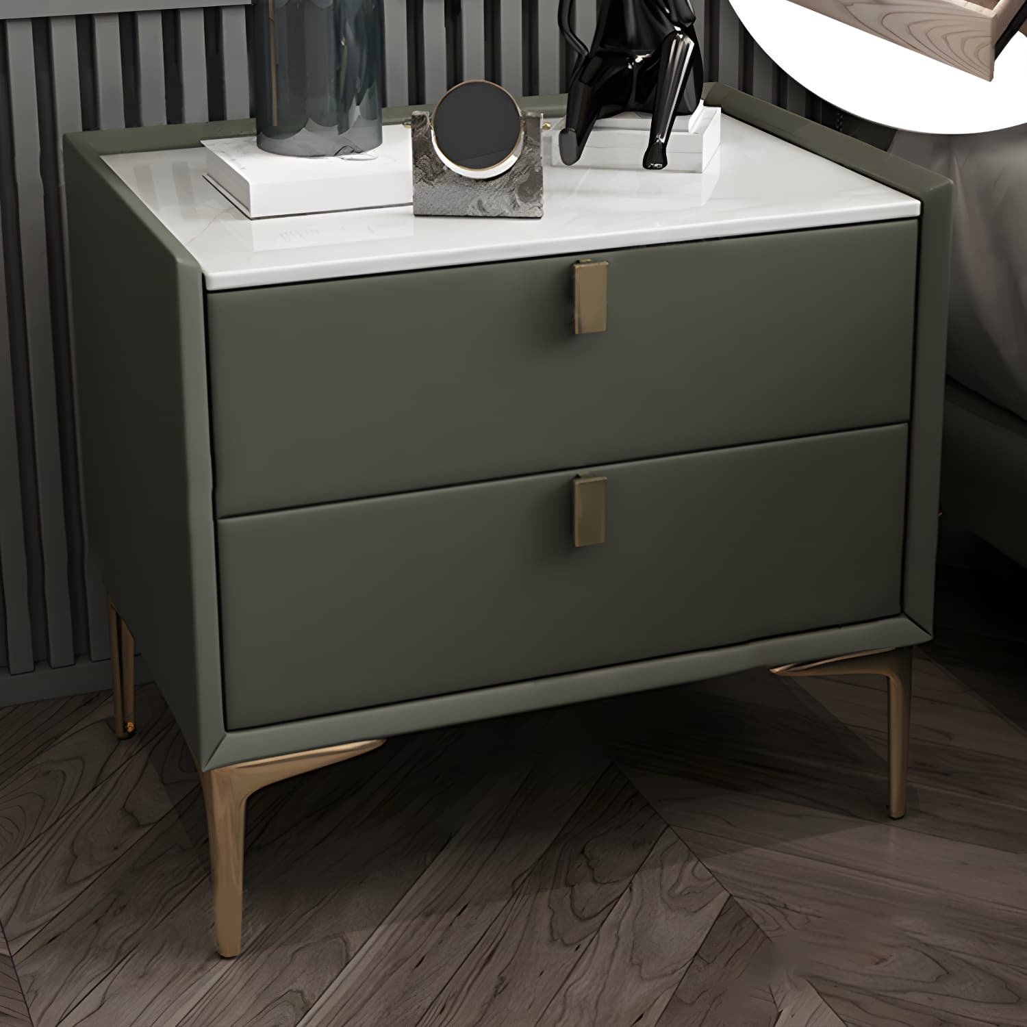 2 Drawer Solid Wood Modern Night Table Drawer Storage Bed Nightstand