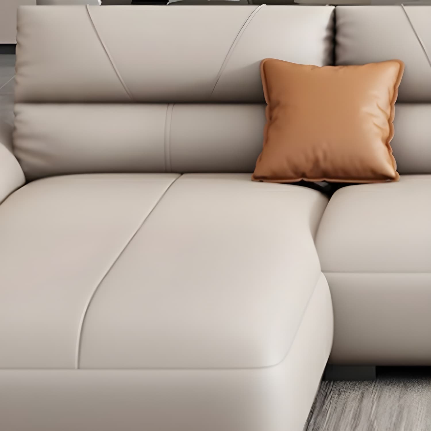 Modern Beige Cotton Stationary Sectional Sofa with Pillow Top Arm - image 8