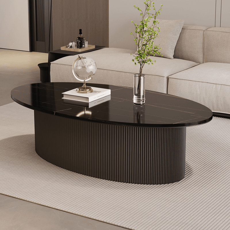 Single Stone Oblong Accent Table with 1 Tier Plinth Base for Foyer - image 3
