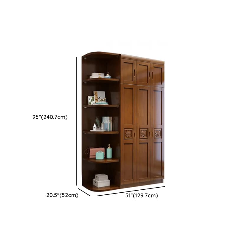 Vintage Sepia Lumber Wardrobe with Soft Close Drawer, Soft Close Door, Interior Shelves, and Hanging Rod - image 27
