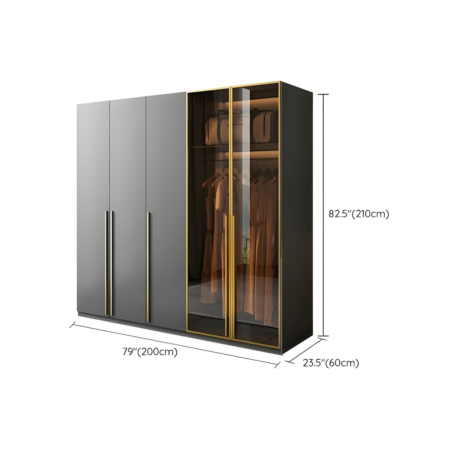 Modern Black Wood Wardrobe Armoire with Soft-Close Drawers & Clothing Rod - image 15