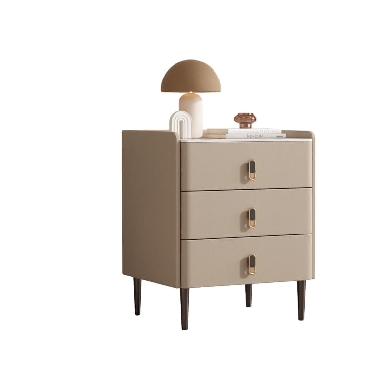 Modern Faux Leather Bachelor's Chest with Stone Countertop, 3 Drawers - image 14