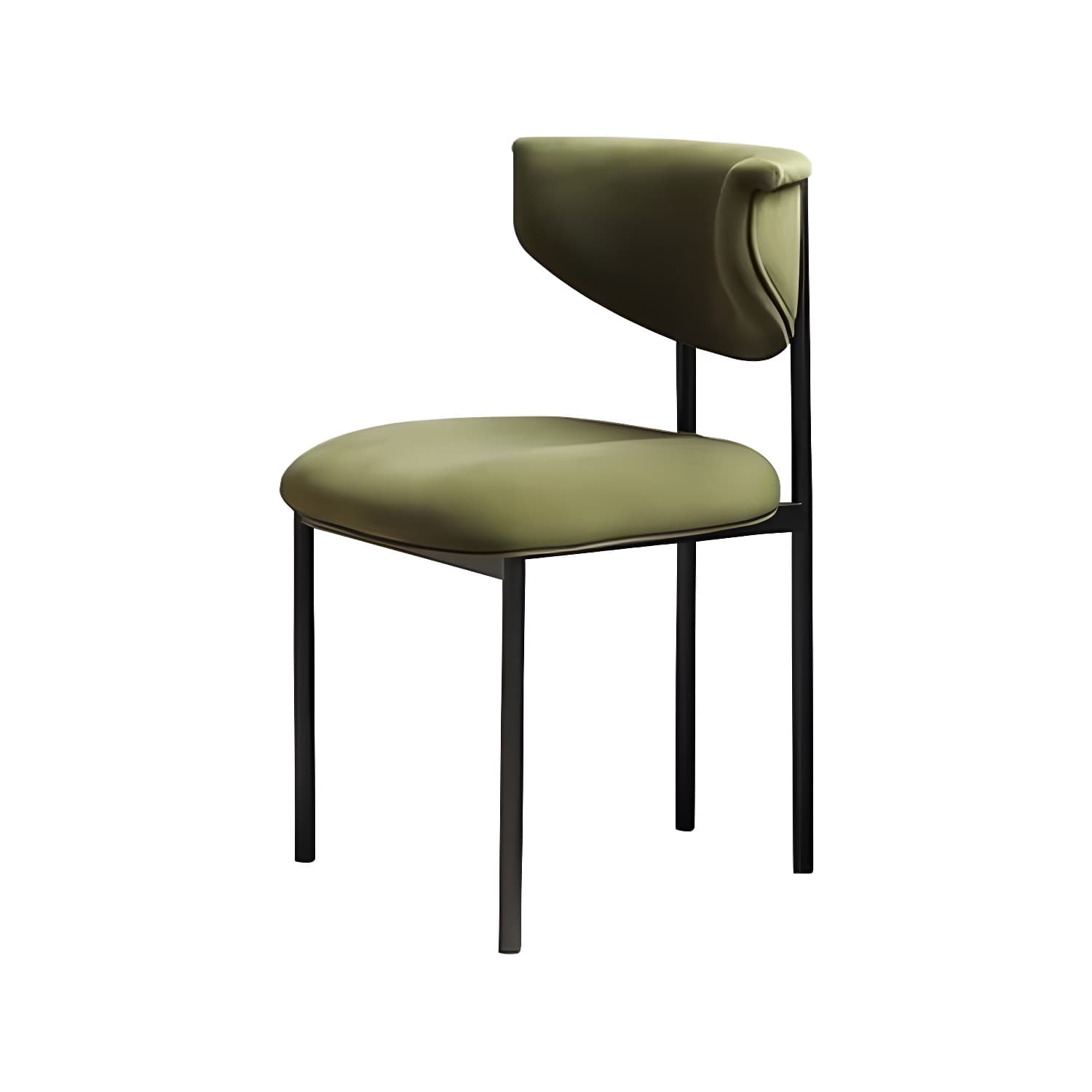 Modern Upholstered Side Chair with Black Metal Legs and Low Back - image 5