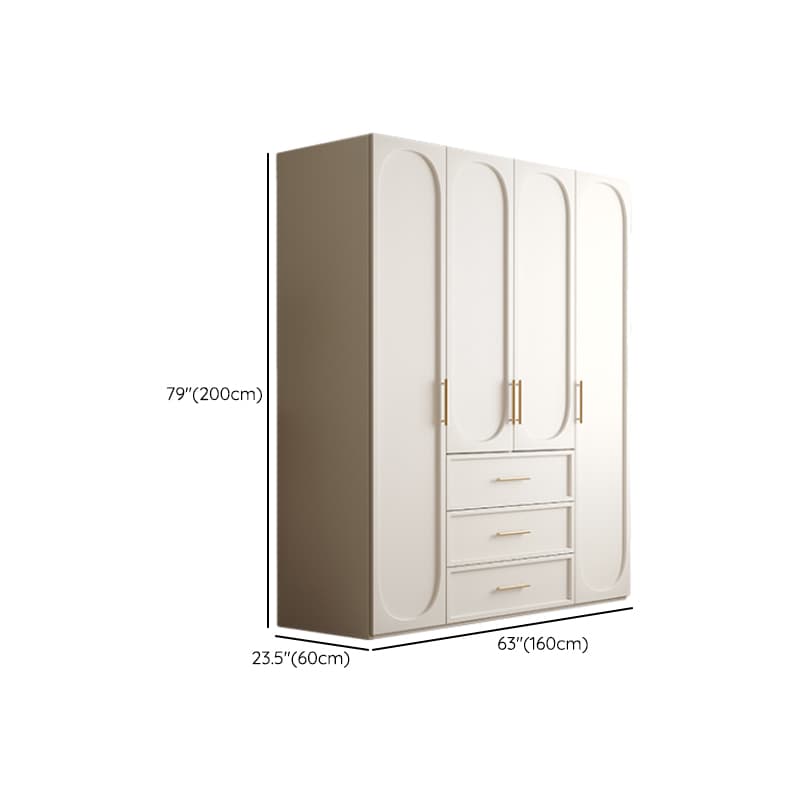 White Minimalist Manufactured Wood Wardrobe Closet with 3-Drawer, Soft Close Door, Interior Shelves, and Clothing Rod - image 9