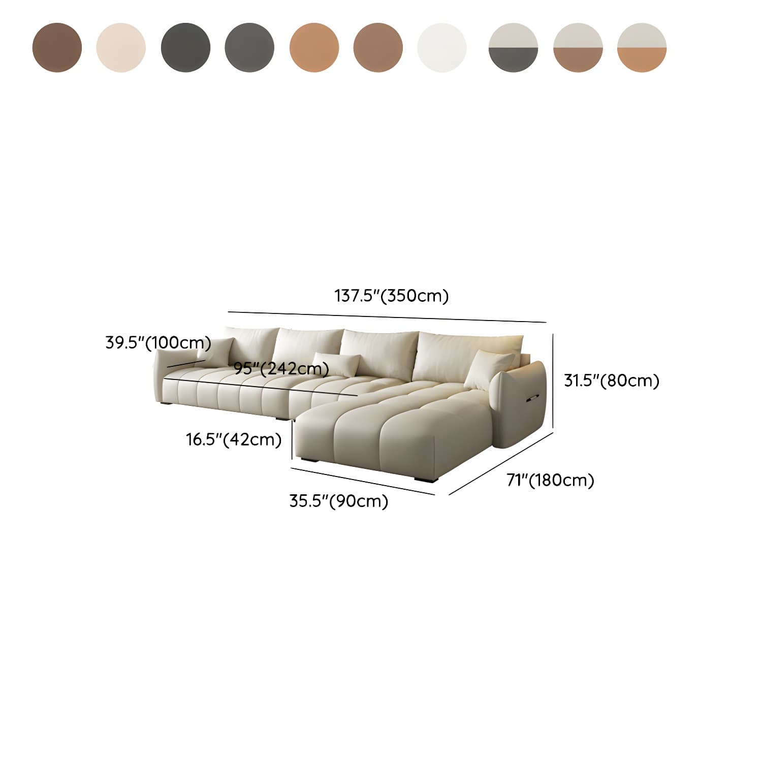 Modern L-Shape Wood Frame Tufted Sectional Sofa Chaise in 3 Piece Set - image 20