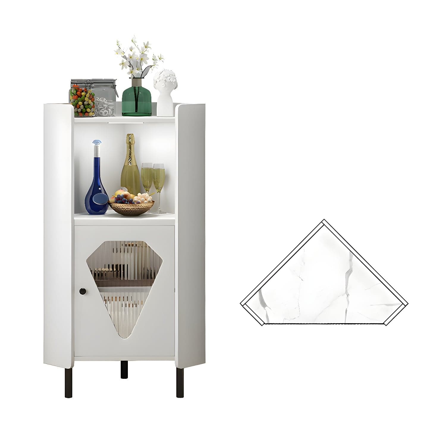 Glam Corner Accent Cabinet with Glass Doors and Wood Countertop in Small (Under 24 in.) Length - image 5
