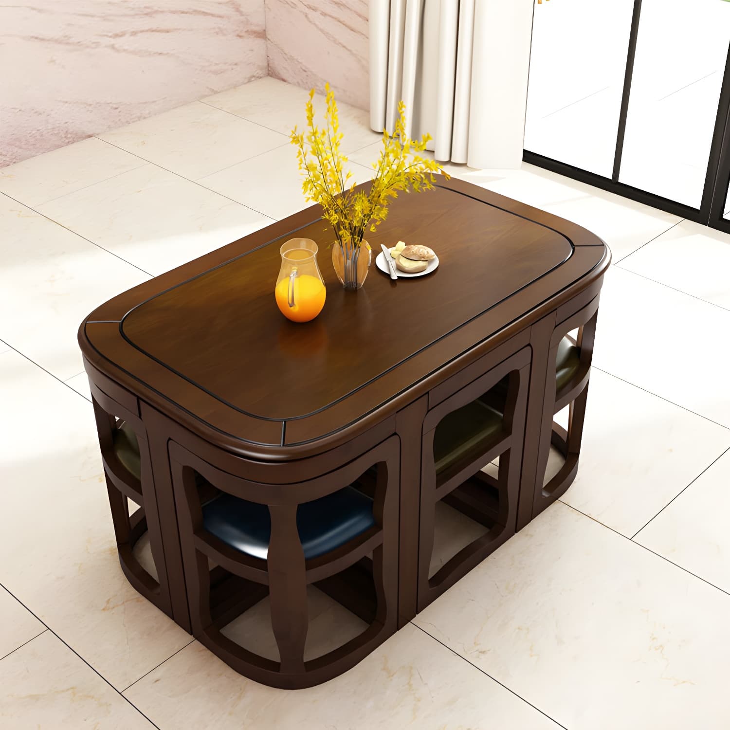 Modern Wood Dining Set in Medium Brown - Table and Chairs with Solid Wood Features - image 9
