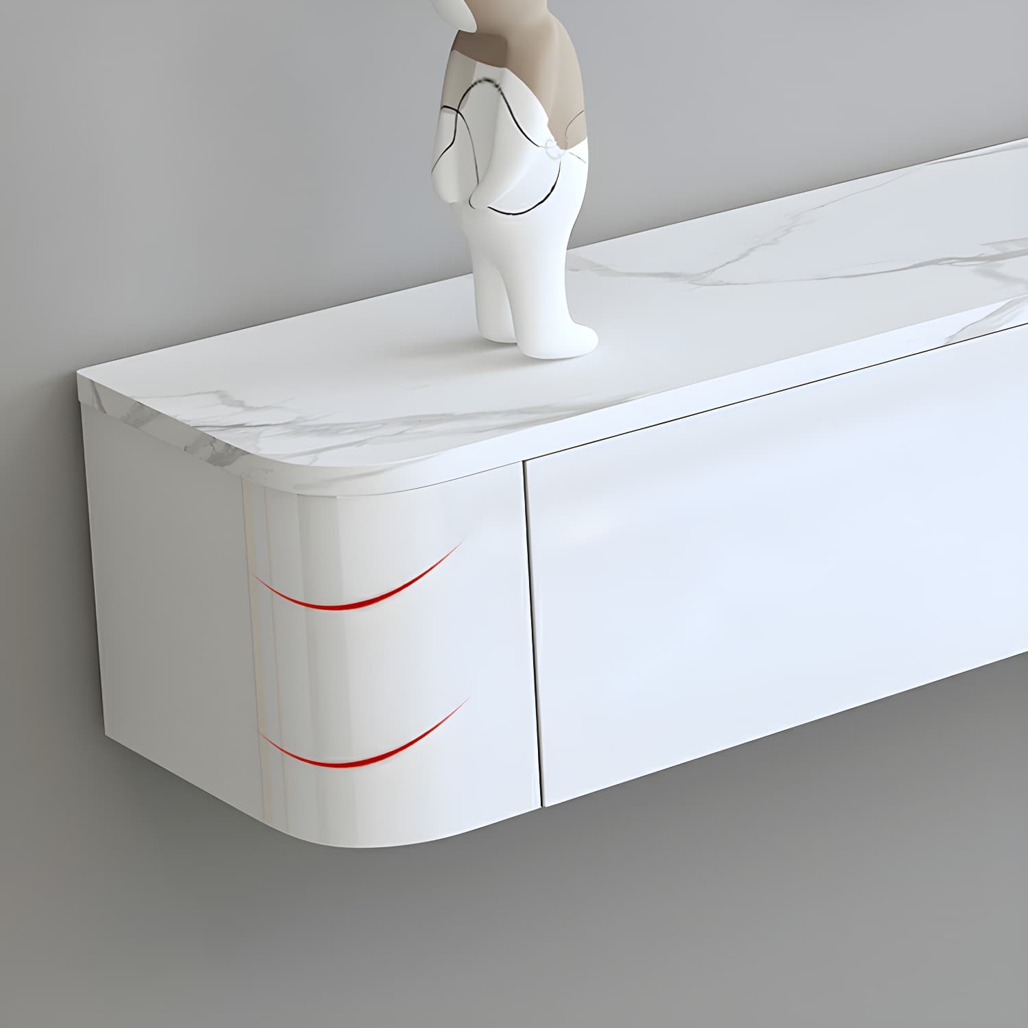 Modern Floating 7.5" H Stone TV Console with Drawers and Cable Management - image 10