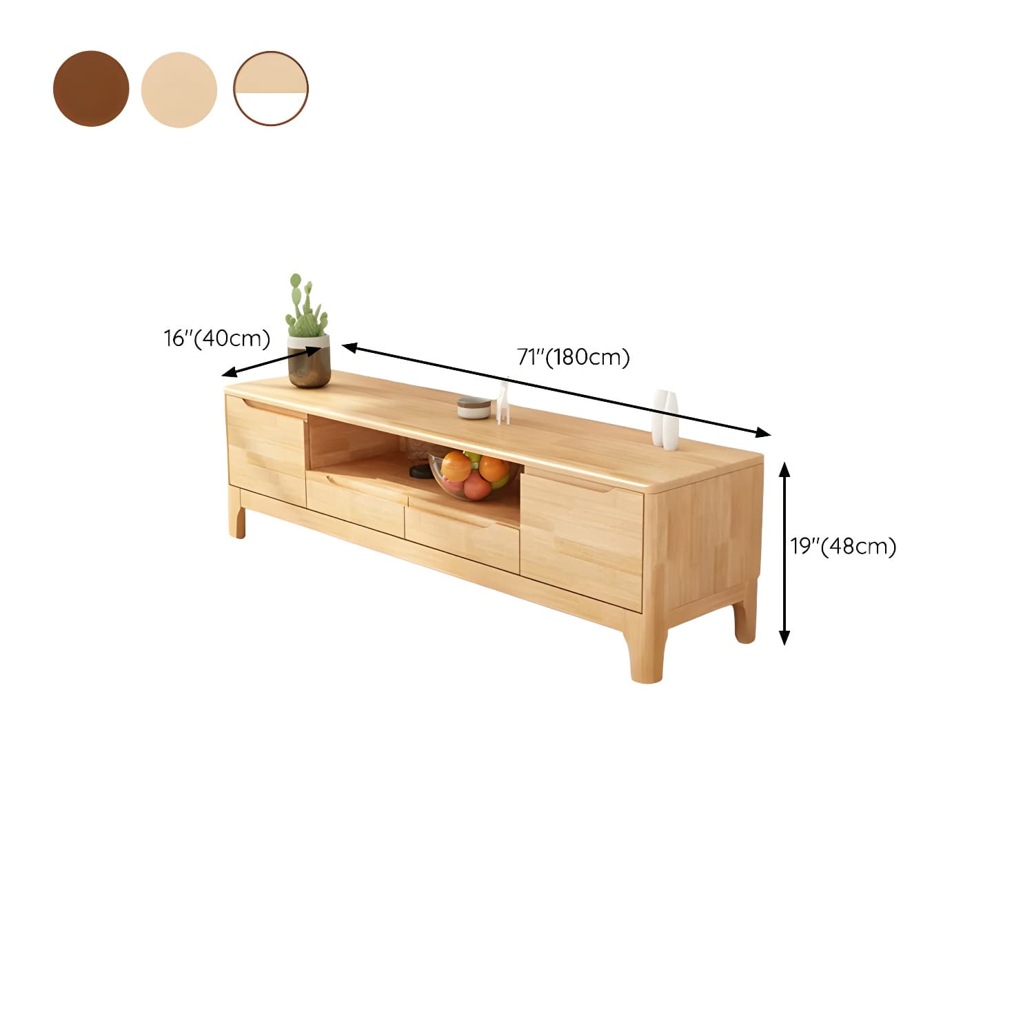 Scandinavian with Drawers Rubberwood with Cabinet TV Media Console - image 14