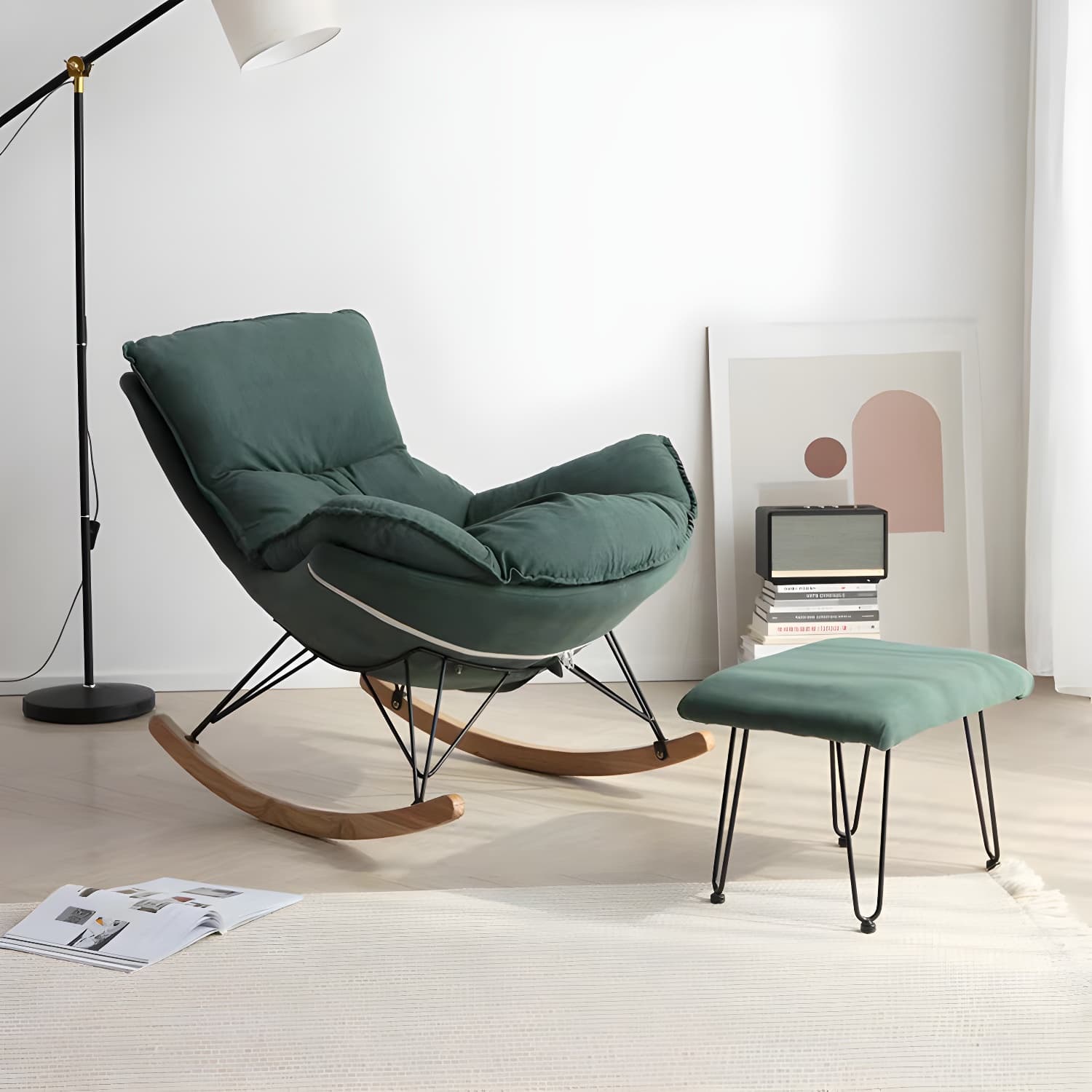 Faux Leather Gorgeous Rocking Chair Removable Cushions Rocker Chair for Living Room - image 6
