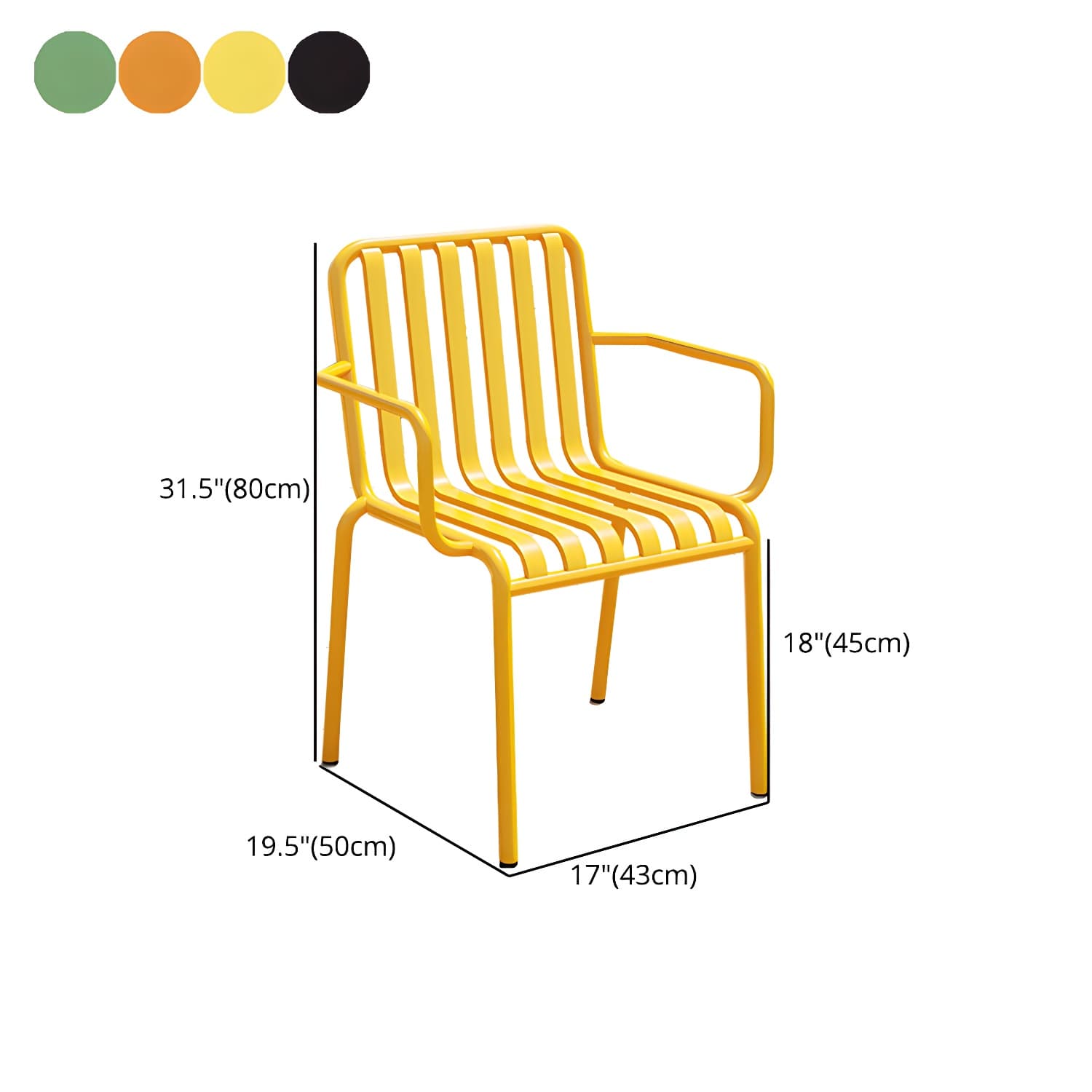Contemporary Metal Patio Dining Side Chair Slat Back Side Chair - image 18