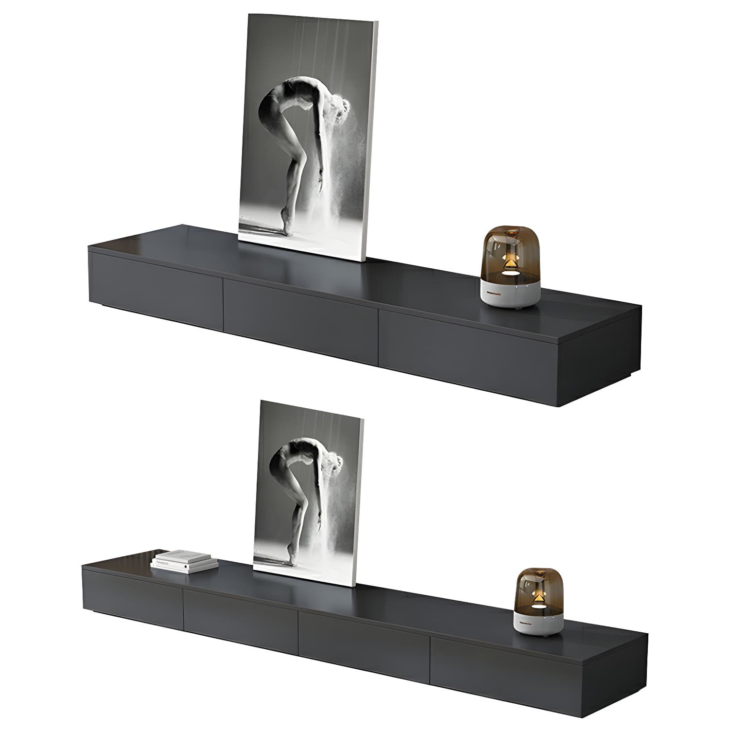 Black Modern TV Stand with Low Height and Drawers for Organized Cable Management & No Open Storage - image 5