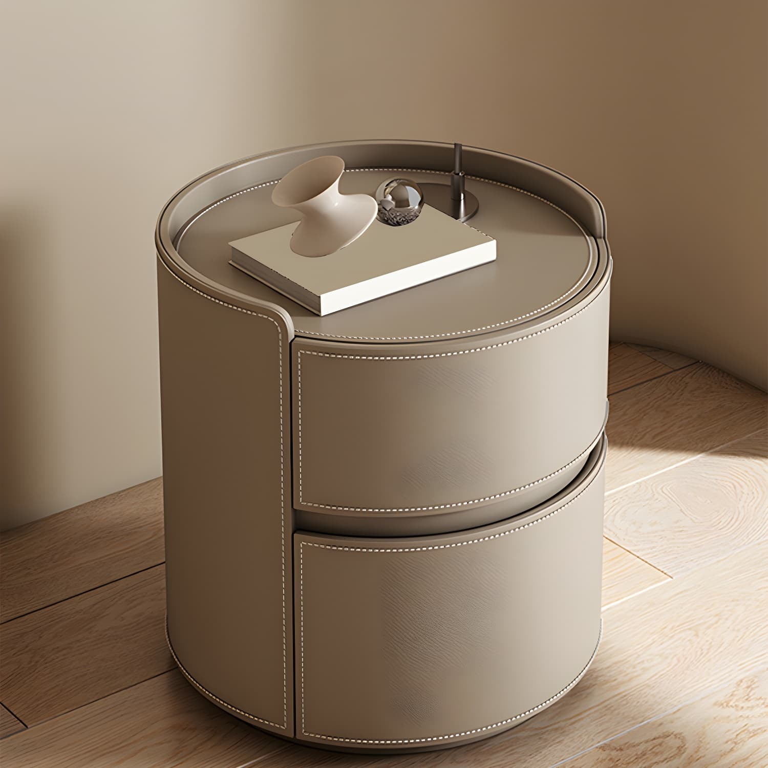 Modern Wood Nightstand with 2 Drawers and No Distressing Brown Color - image 13